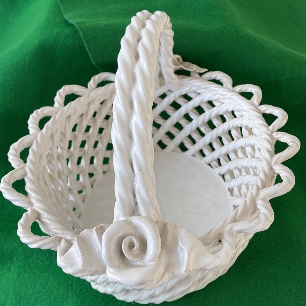 Nora Fenton Ceramic Lattice Weave Basket Portugal Nora Fenton
